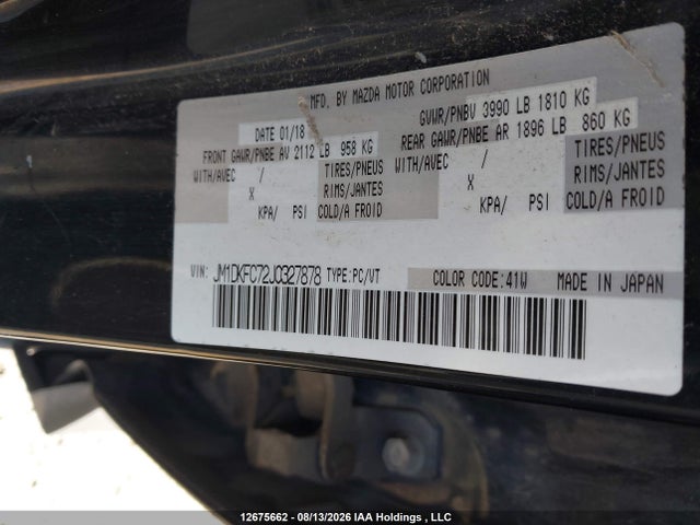 Продаж на аукціоні авто 2018 Mazda Cx-3 Gs, vin: JM1DKFC72J0327878, номер лоту: 12675662