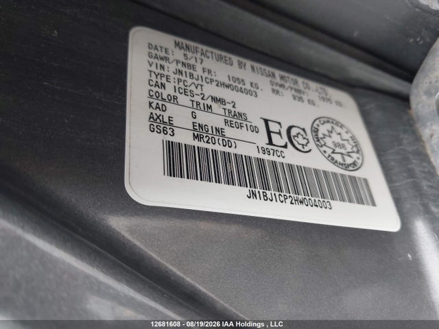 JN1BJ1CP2HW004003 Nissan Qashqai S/sv
