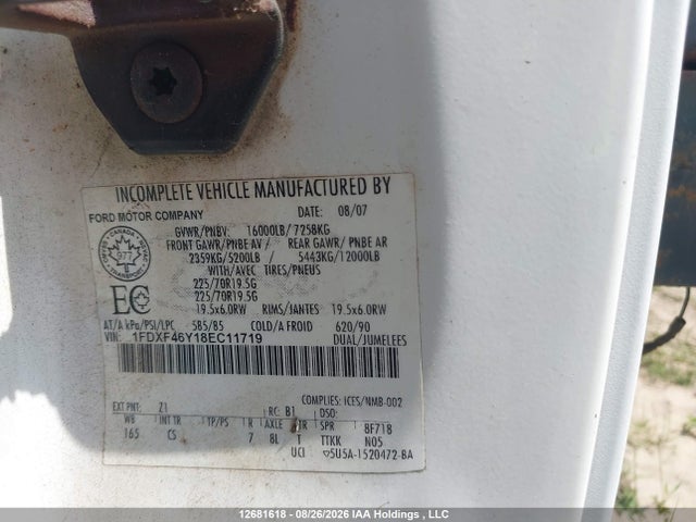 12681618 :رقم المزاد ، 1FDXF46Y18EC11719 vin ، 2008 Ford F450 Super Duty مزاد بيع