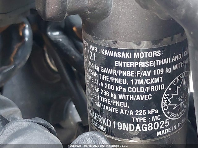 Kawasaki Er400 D 2022 JKAERKD19NDAG8025 Image 10