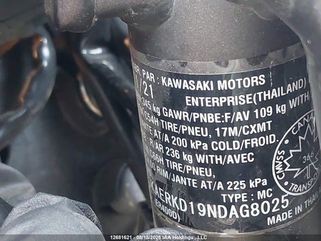 Kawasaki Er400 D 2022 JKAERKD19NDAG8025 Image 13