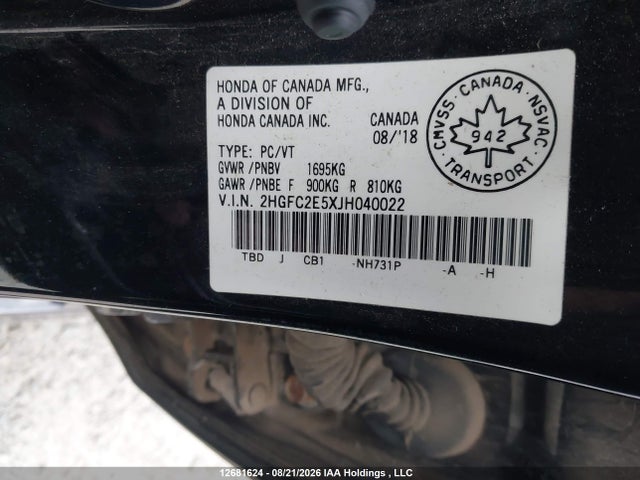Honda Civic Lx 2018 2HGFC2E5XJH040022 Image 9