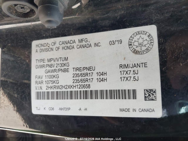 Honda CR-V LX 2019 2HKRW2H2XKH120658 Image 9