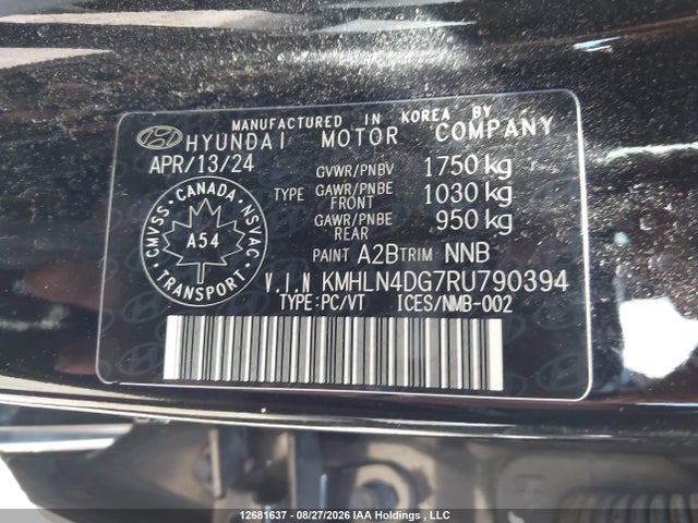 12681637 :رقم المزاد ، KMHLN4DG7RU790394 vin ، 2024 Hyundai Elantra Luxury مزاد بيع