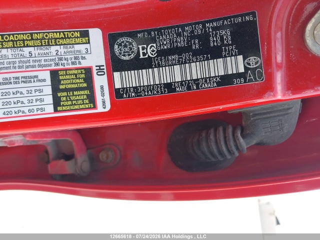 Toyota Corolla S 2015 2T1BURHE7FC263571 Image 9
