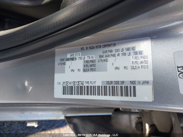 Aukcja sprzedaży 2011 Mazda Mazda2, vin: JM1DE1HY1B0105748, numer aukcji: 12681652