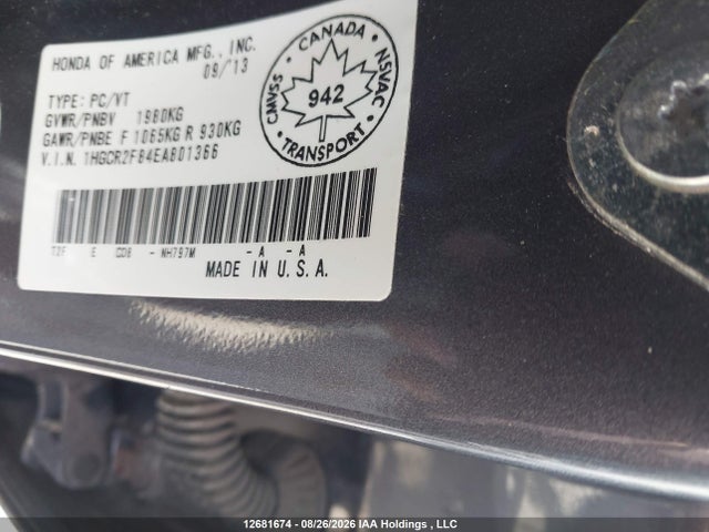 Honda Accord 2014 1HGCR2F84EA801366 Image 9