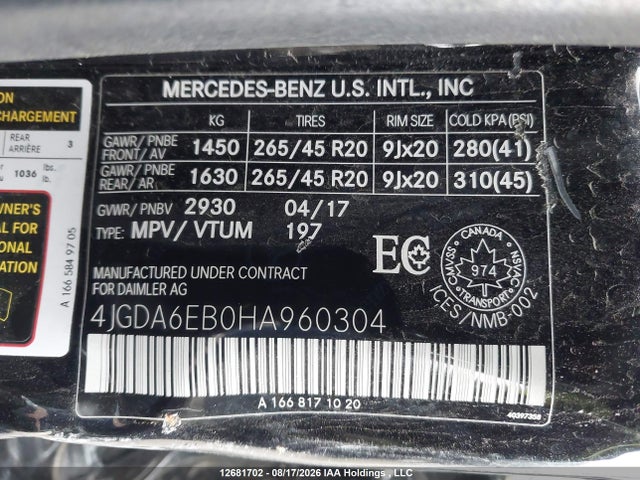 Продажа на аукционе авто 2017 Mercedes-benz Amg Gle 43 4matic, vin: 4JGDA6EB0HA960304, номер лота: 12681702