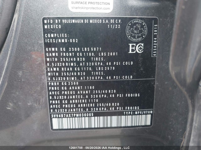 3VV4B7AX7PM036065 Volkswagen Tiguan Highline R-line