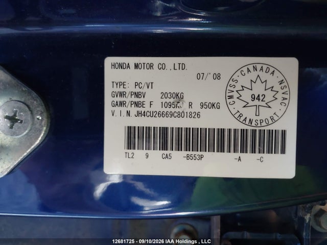 Продаж на аукціоні авто 2009 Acura Tsx Premium/technology Package, vin: JH4CU26669C801826, номер лоту: 12681725