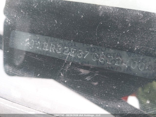 12681743 :رقم المزاد ، 2T1BR32E37C822400 vin ، 2007 Toyota Corolla Ce/le/sport مزاد بيع