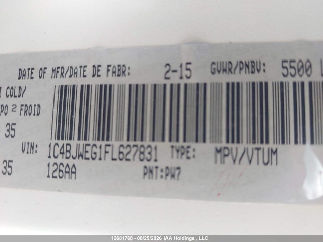 1C4BJWEG1FL627831 Jeep Wrangler Unlimited Sahara