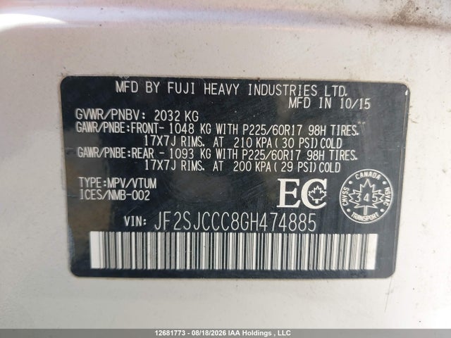 Subaru Forester 2016 JF2SJCCC8GH474885 Image 19