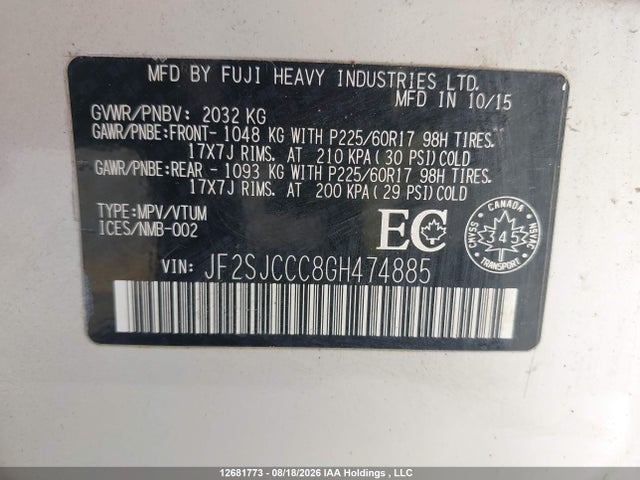 Subaru Forester 2016 JF2SJCCC8GH474885 Image 9