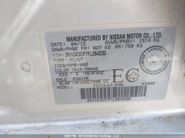 Nissan Micra 2015 3N1CK3CP7FL264235 Image 9