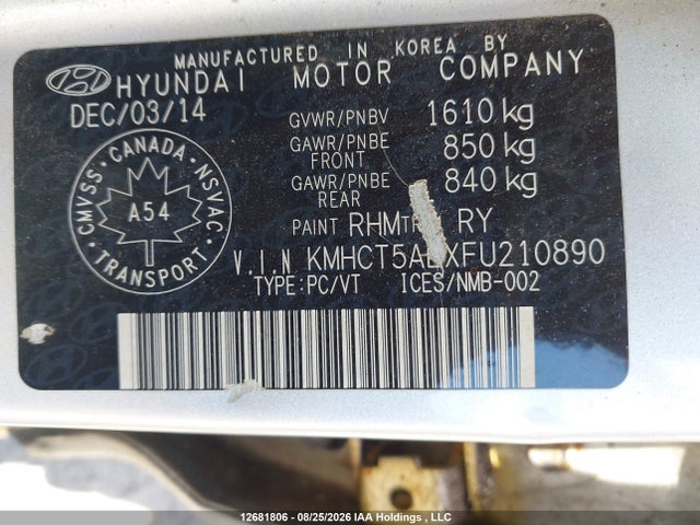 Hyundai Accent 2015 KMHCT5AEXFU210890 Image 9