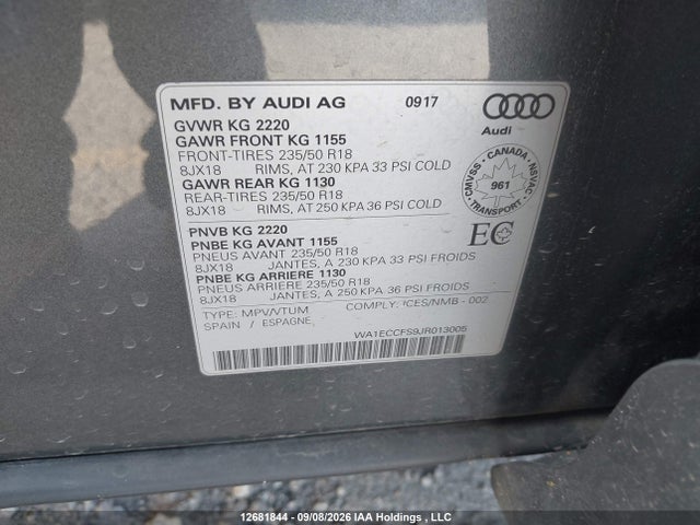 Aukcja sprzedaży 2018 Audi Q3 2.0t Komfort, vin: WA1ECCFS9JR013005, numer aukcji: 12681844