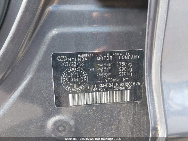 KMHD84LF5KU801676 Hyundai Elantra Sel/value/limited