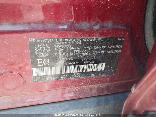 Toyota Rav4 Limited 2019 2T3D1RFV4KW006923 Image 9