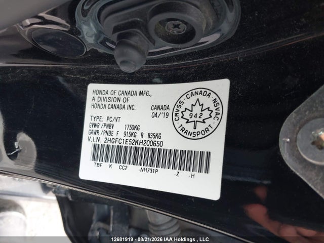 Honda Civic Si Si 2019 2HGFC1E52KH200650 Image 9