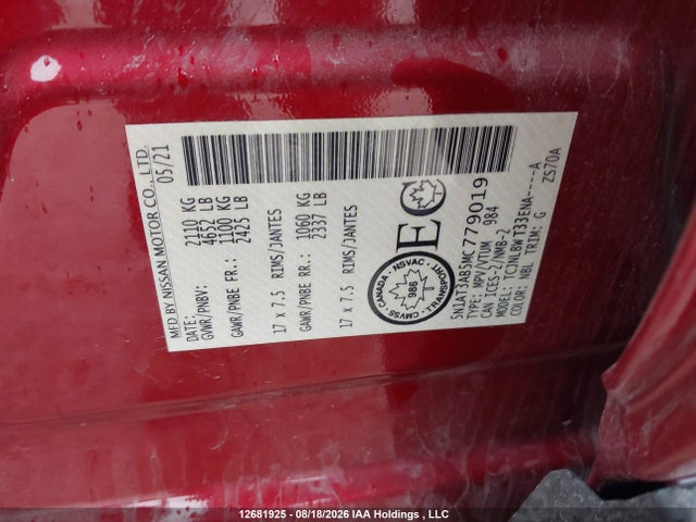 Nissan ROGUE S 2021 5N1AT3AB5MC779019 Image 17