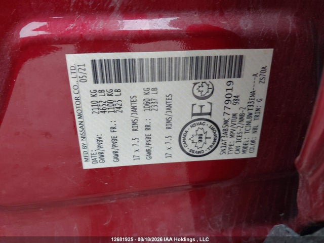 Nissan ROGUE S 2021 5N1AT3AB5MC779019 Image 9