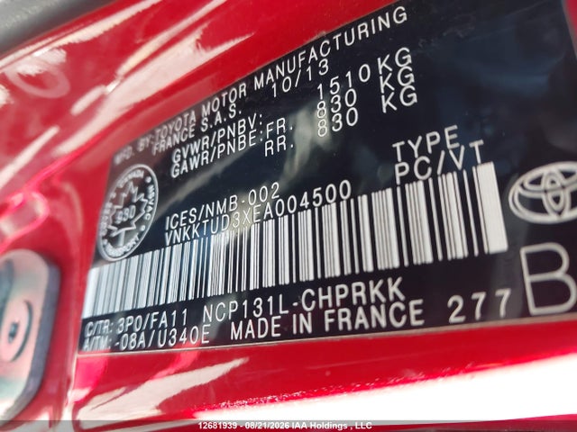 Toyota Yaris 2014 VNKKTUD3XEA004500 Image 9