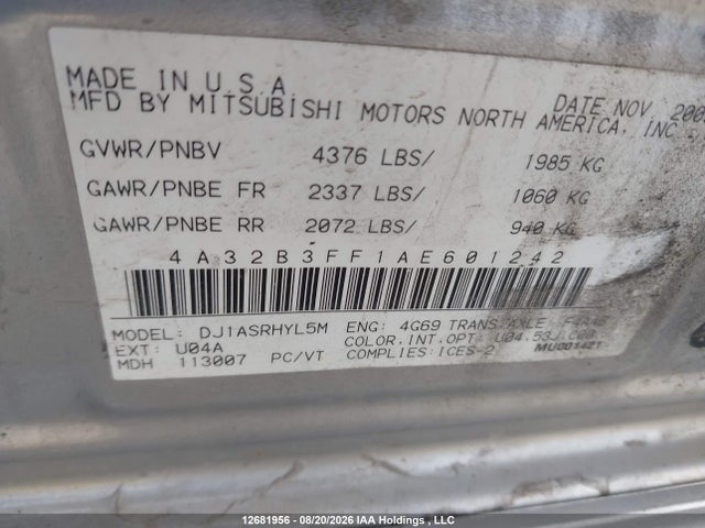 Продажа на аукционе авто 2010 Mitsubishi Galant, vin: 4A32B3FF1AE601242, номер лота: 12681956