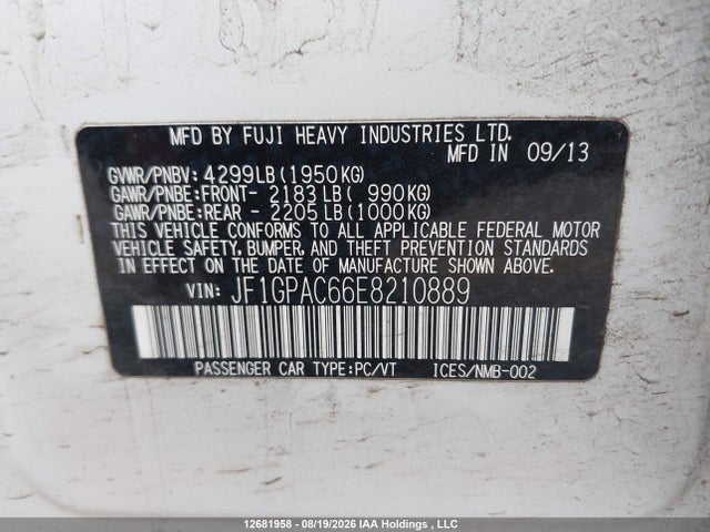Subaru Impreza 2.0i Touring Package 2014 JF1GPAC66E8210889 Image 9