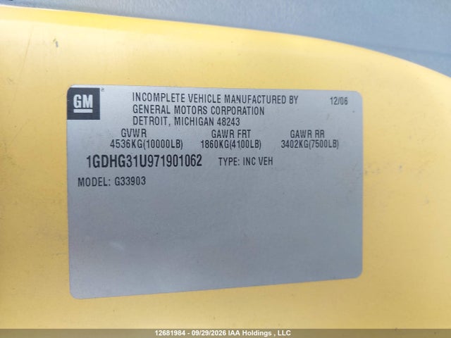 Продаж на аукціоні авто 2007 Gmc Savana Cutaway G3500, vin: 1GDHG31U971901062, номер лоту: 12681984