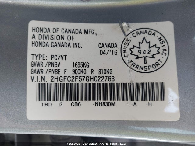 Honda Civic Lx 2016 2HGFC2F57GH022763 Image 20