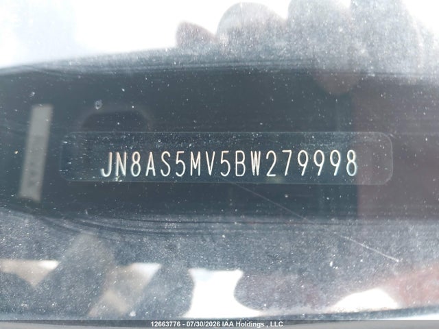 12663776 :رقم المزاد ، JN8AS5MV5BW279998 vin ، 2011 Nissan Rogue Sv مزاد بيع
