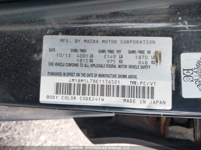 Продаж на аукціоні авто 2014 Mazda Mazda3 Gs-sky, vin: JM1BM1L78E1136521, номер лоту: 12659729