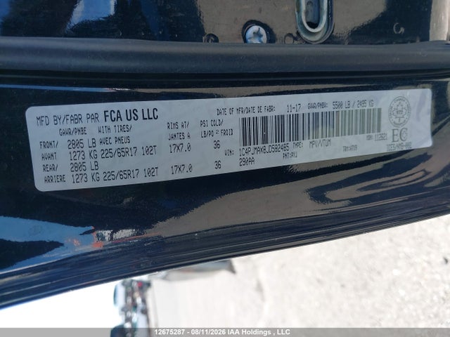 Aukcja sprzedaży 2018 Jeep Cherokee Sport, vin: 1C4PJMAX8JD582485, numer aukcji: 12675287