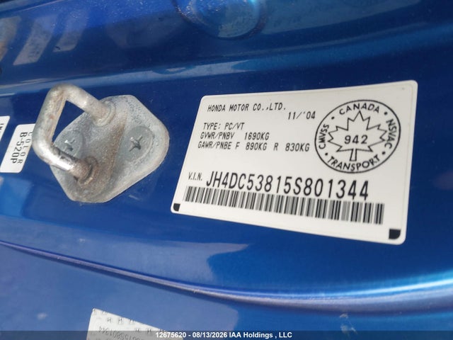Aukcja sprzedaży 2005 Acura Rsx Premium, vin: JH4DC53815S801344, numer aukcji: 12675620
