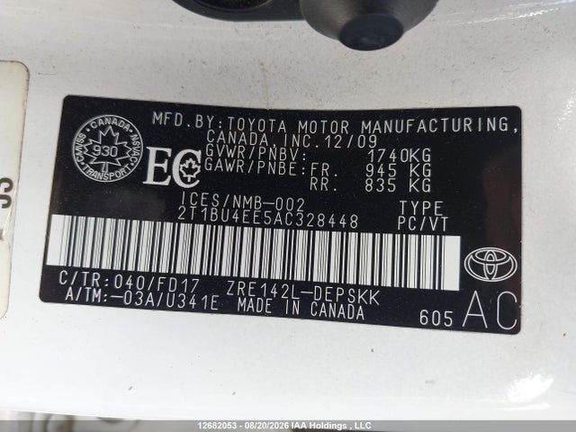 Продажа на аукционе авто 2010 Toyota Corolla, vin: 2T1BU4EE5AC328448, номер лота: 12682053