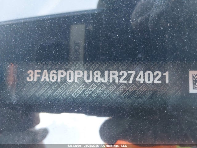 12682069 :رقم المزاد ، 3FA6P0PU8JR274021 vin ، 2018 Ford Fusion مزاد بيع