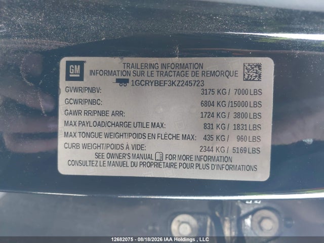 1GCRYBEF3KZ245723 Chevrolet Silverado 1500 Custom