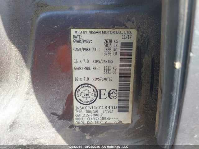 Nissan Frontier Sv/sl 2018 1N6AD0FV1JN718430 Image 17