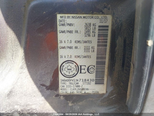 Nissan Frontier Sv/sl 2018 1N6AD0FV1JN718430 Image 18