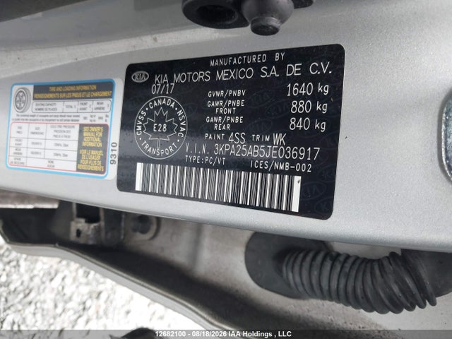 Продажа на аукционе авто 2018 Kia Rio Lx/lx+, vin: 3KPA25AB5JE036917, номер лота: 12682100