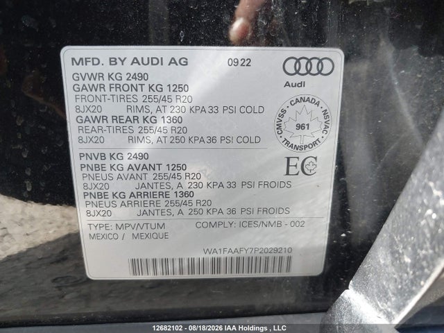Audi Q5 45 Technik 2023 WA1FAAFY7P2029210 Image 9