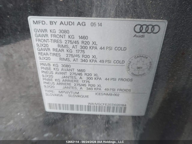 Продаж на аукціоні авто 2014 Audi Q7 Prestige, vin: WA1VGCFE2ED020184, номер лоту: 12682114