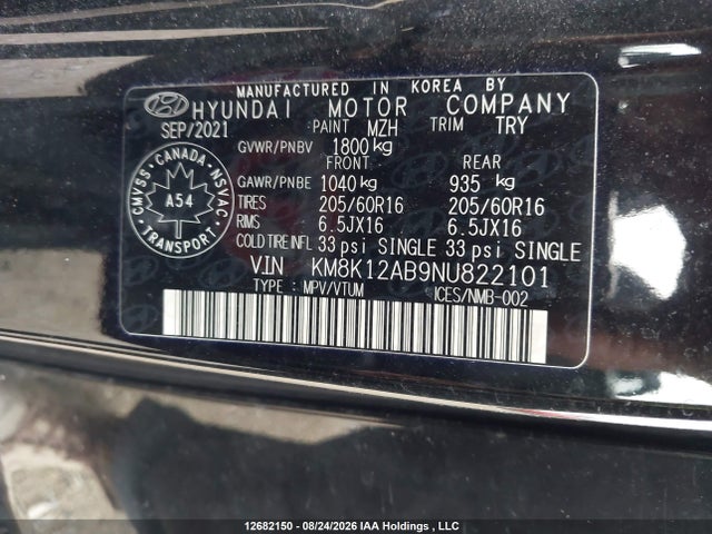 Hyundai Kona Se 2022 KM8K12AB9NU822101 Image 9