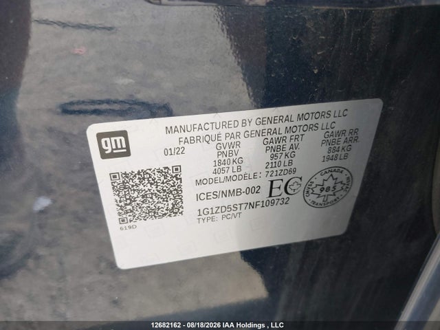 Chevrolet MALIBU LT 2022 1G1ZD5ST7NF109732 Image 9