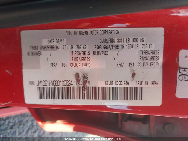 Продажа на аукционе авто 2011 Mazda Mazda2, vin: JM1DE1HY6B0103624, номер лота: 12682180