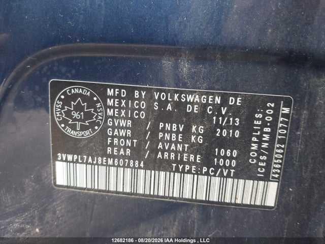 Volkswagen Jetta 2014 3VWPL7AJ8EM607884 Image 9