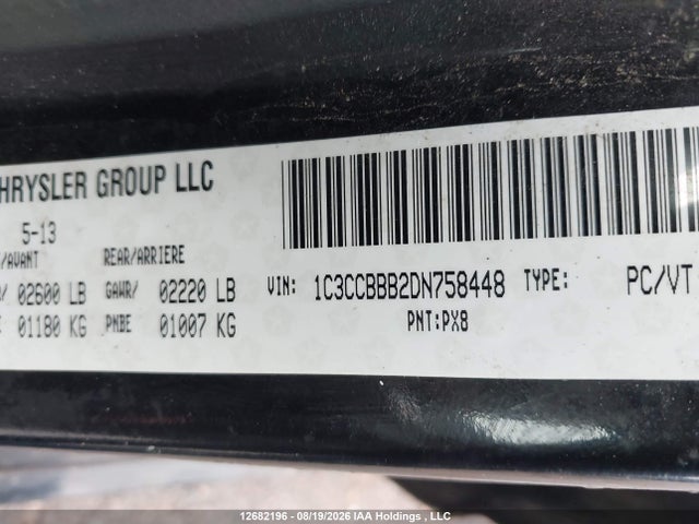 2013 Chrysler 200 Touring მანქანა იყიდება აუქციონზე, vin: 1C3CCBBB2DN758448, აუქციონის ნომერი: 12682196
