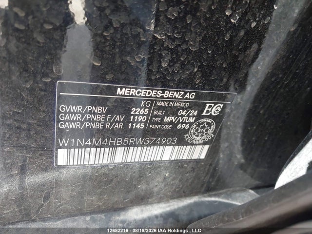 Aukcja sprzedaży 2024 Mercedes-benz Glb 250 4matic, vin: W1N4M4HB5RW374903, numer aukcji: 12682216