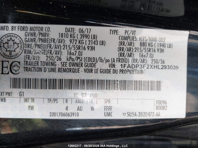 Продаж на аукціоні авто 2017 Ford Focus Se, vin: 1FADP3F2XHL293039, номер лоту: 12682217